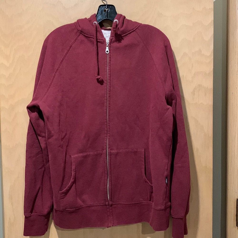 A simple maroon zipper up hoodie size XL